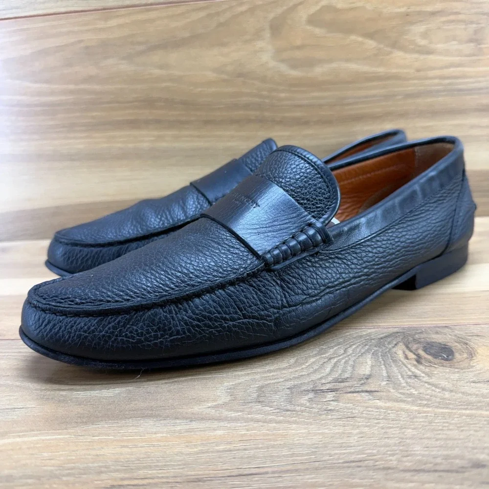 GIVENCHY Moc‎ Toe Loafers Mens EU 43.5 US 10.5 Black Pebble Leather Dress Shoes